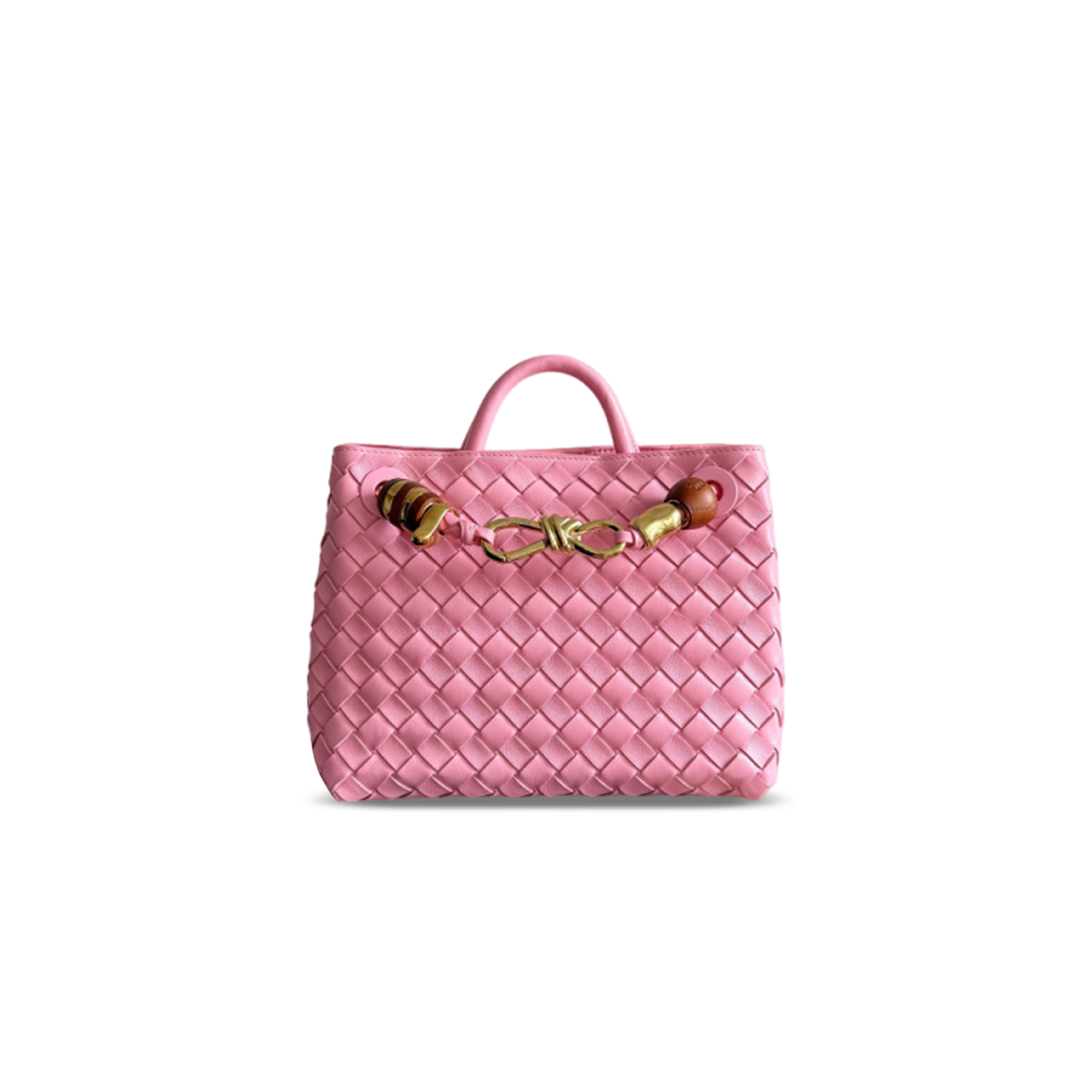 BOTTEGA VENETA SMALL ANDIAMO RIBBON POWDER 743568 (25*22*10.5cm)